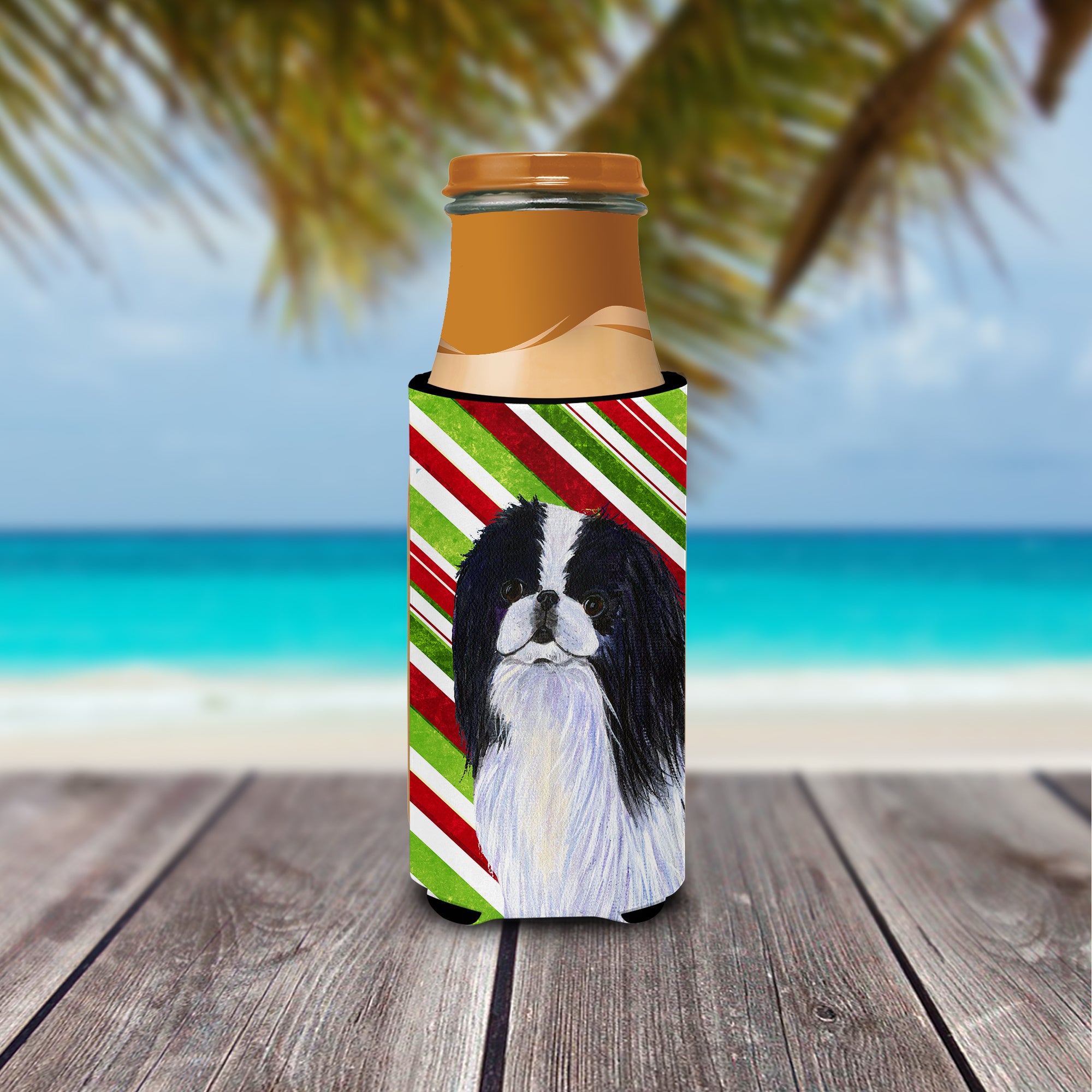Japanese Chin Candy Cane Holiday Christmas Ultra Beverage Insulators for slim cans SS4536MUK.