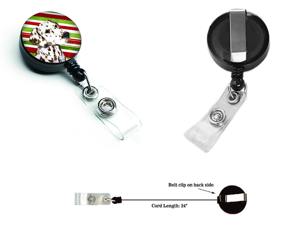 Dalmatian Candy Cane Holiday Christmas Retractable Badge Reel SS4538BR  the-store.com.