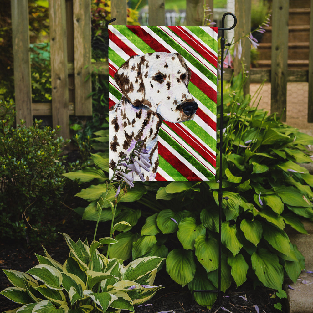 Dalmatian Candy Cane Holiday Christmas Flag Garden Size.