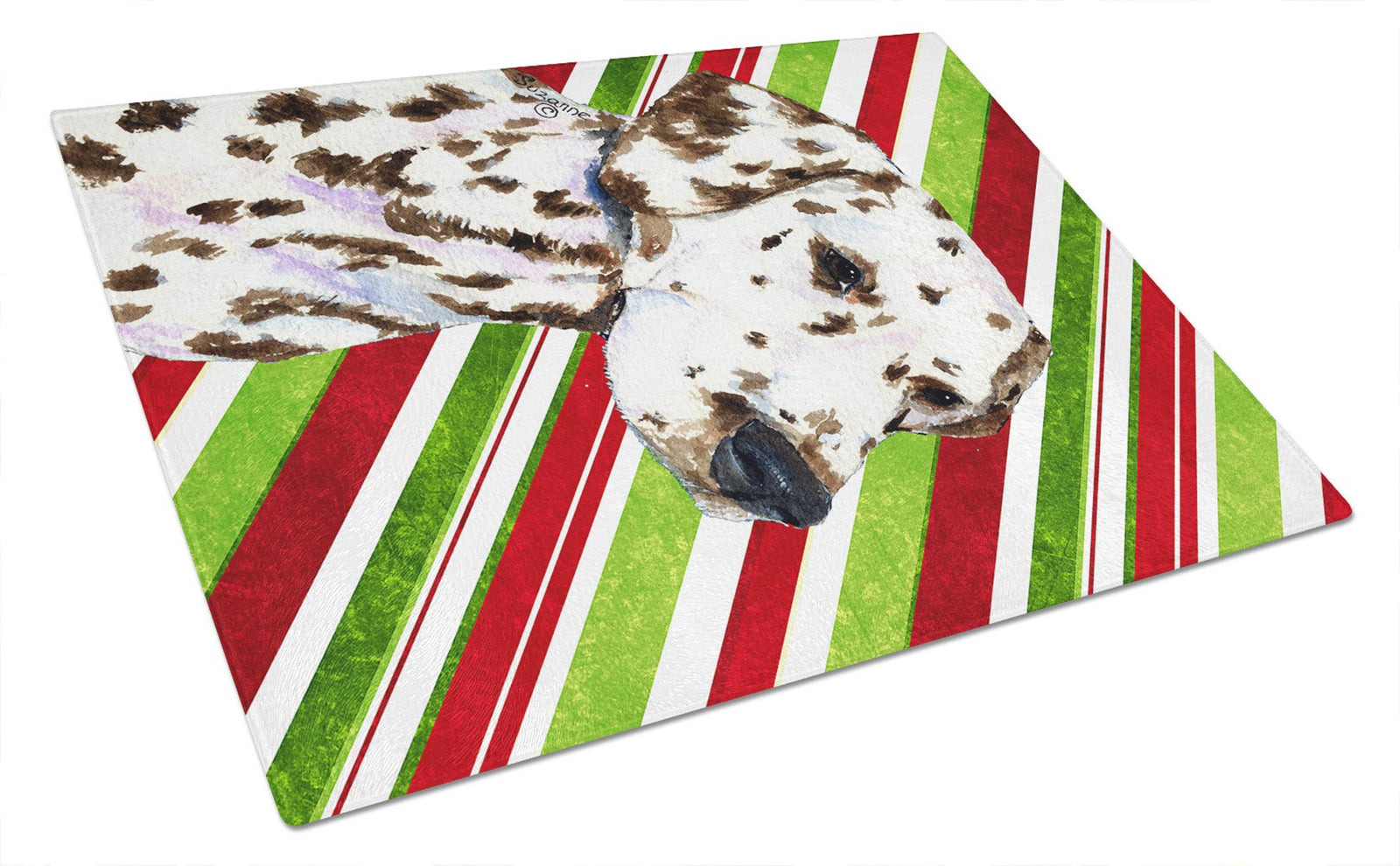 Dalmatian Candy Cane Holiday Christmas Glass Cutting Board Large by Caroline's Treasures