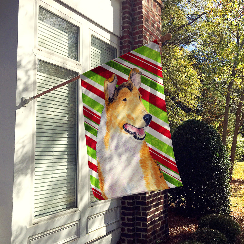 Collie Smooth Candy Cane Holiday Christmas Flag Canvas House Size