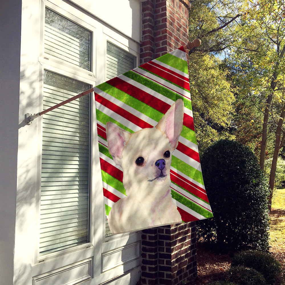 Chihuahua Candy Cane Holiday Christmas Flag Canvas House Size
