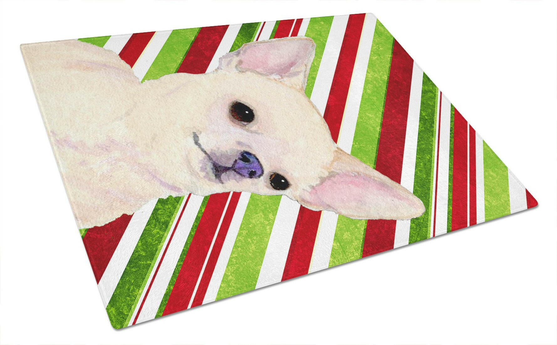 Chihuahua Candy Cane Holiday Christmas Glass Cutting Board Large by Caroline's Treasures