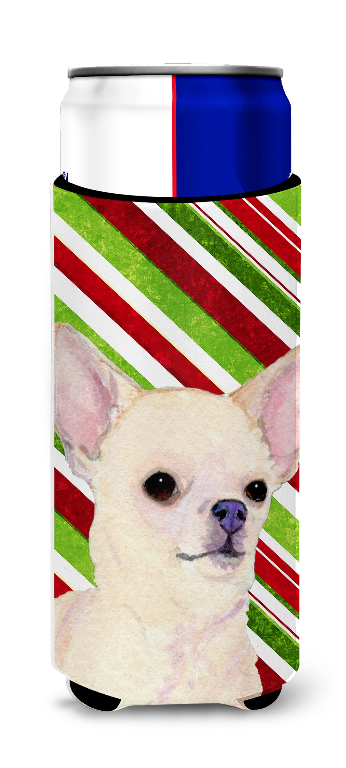 Chihuahua Candy Cane Holiday Christmas Ultra Beverage Insulators for slim cans SS4541MUK.