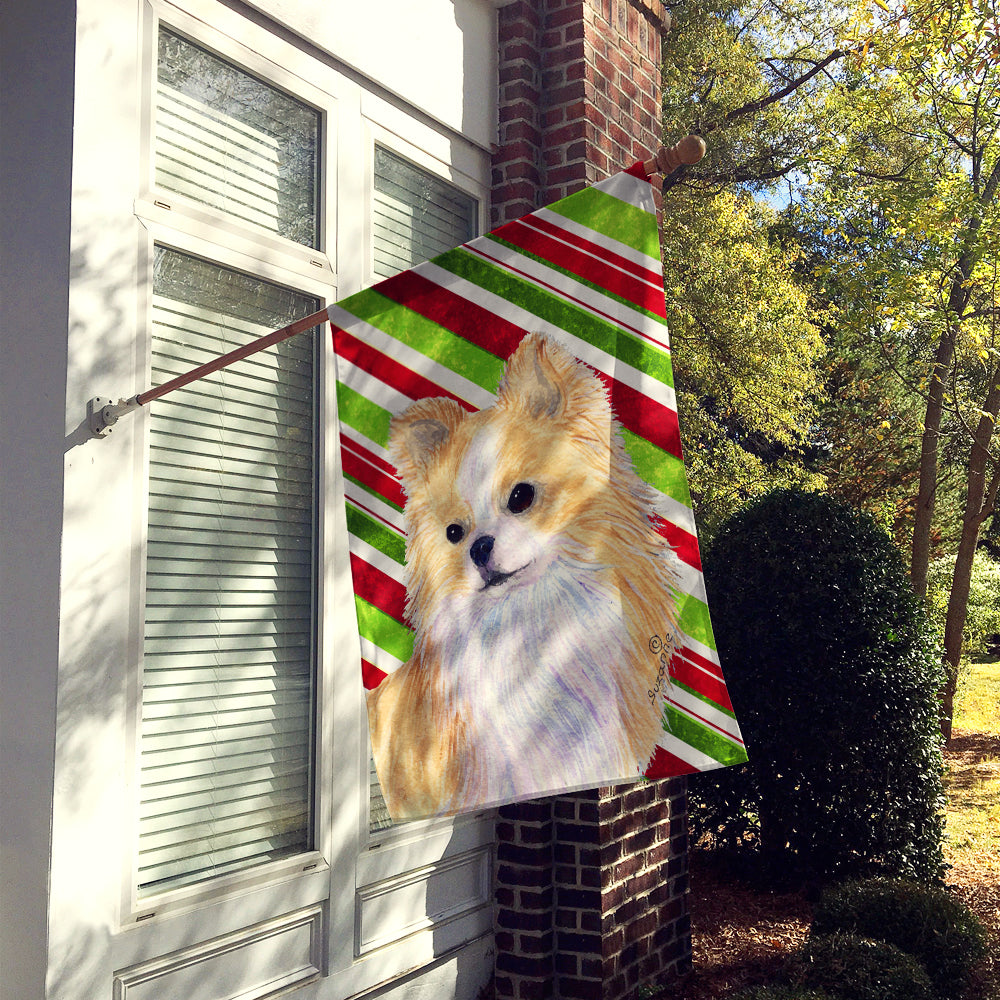 Chihuahua Candy Cane Holiday Christmas Flag Canvas House Size  the-store.com.