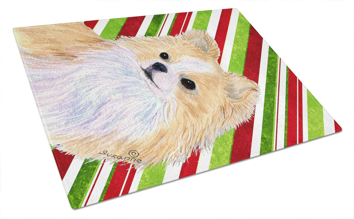 Chihuahua Candy Cane Holiday Christmas Glass Cutting Board Large by Caroline&#39;s Treasures