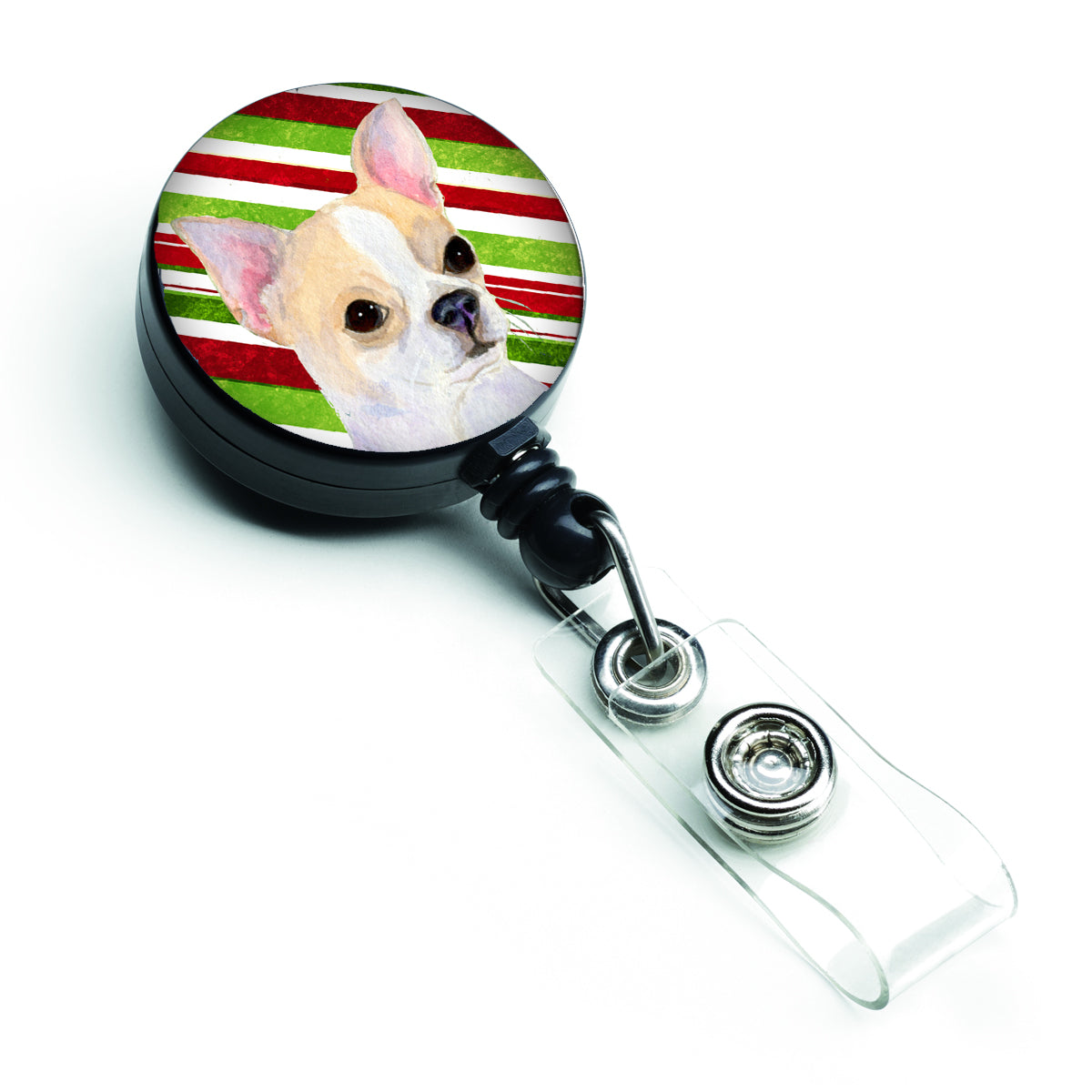 Chihuahua Candy Cane Holiday Christmas Retractable Badge Reel SS4543BR