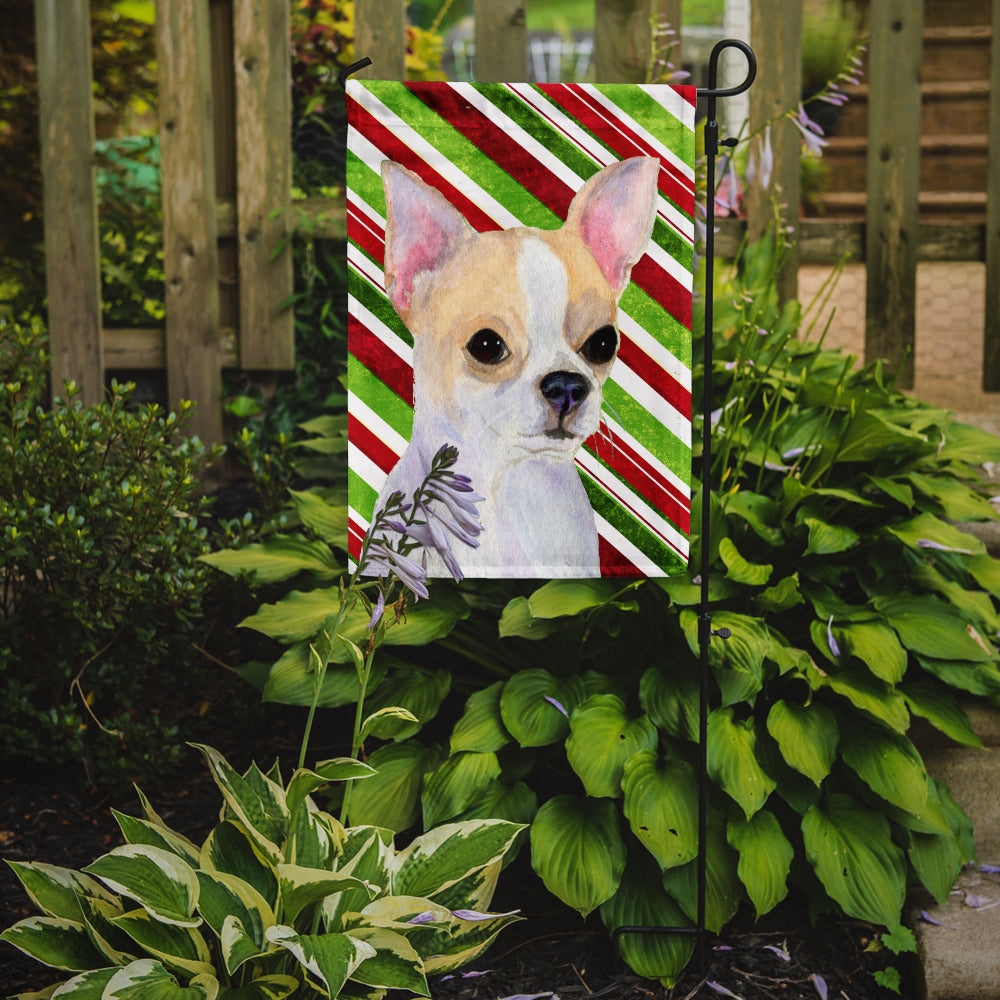 Chihuahua Candy Cane Holiday Christmas Flag Garden Size.