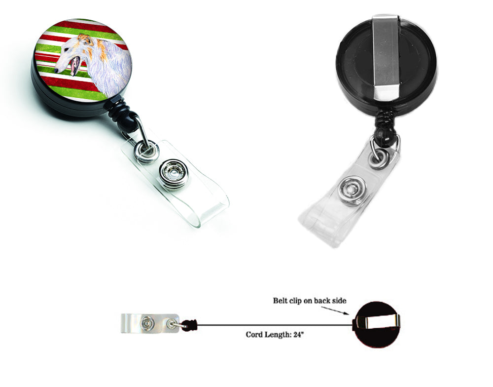 Borzoi Candy Cane Holiday Christmas Retractable Badge Reel SS4544BR  the-store.com.
