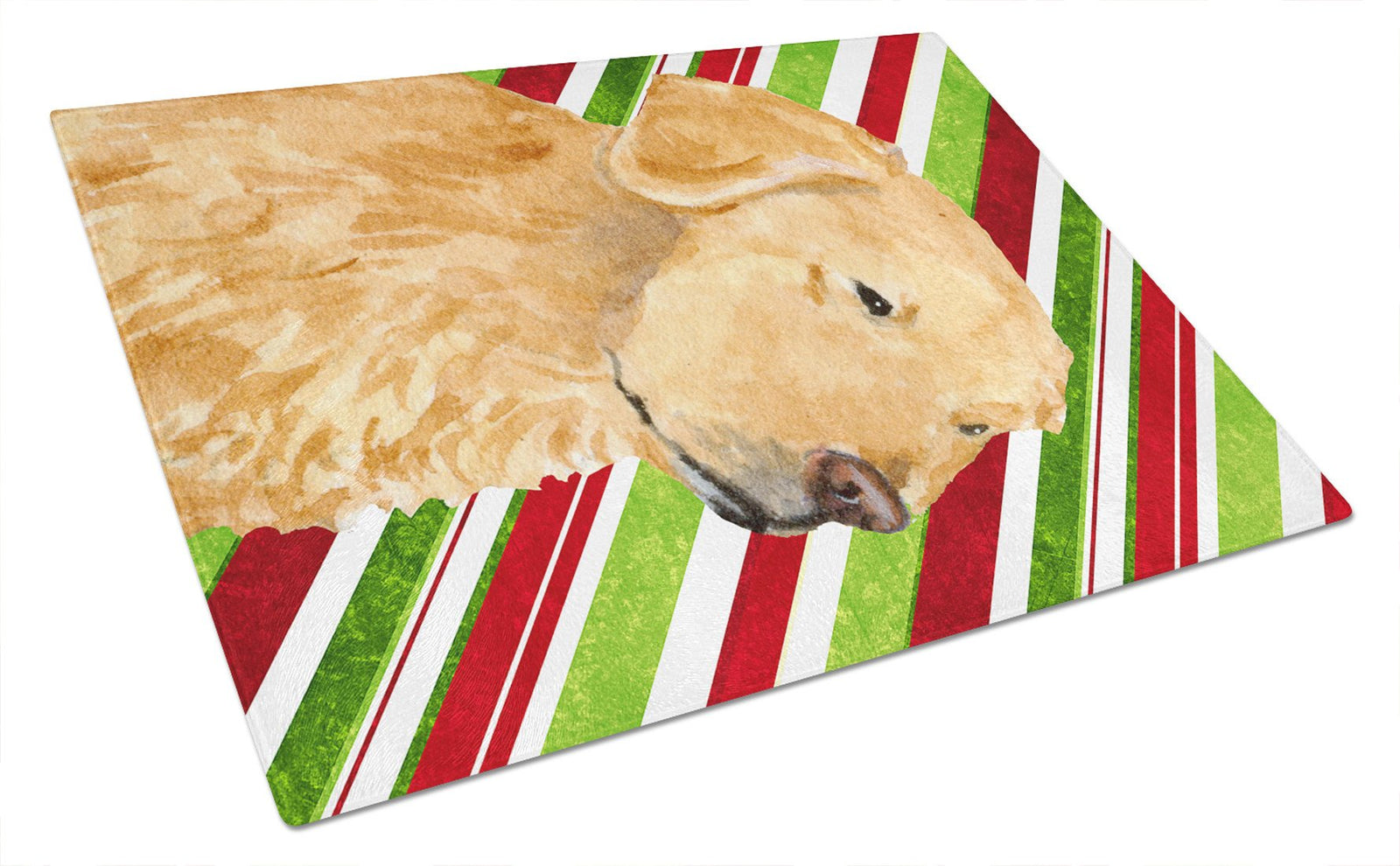 Golden Retriever Candy Cane Holiday Christmas Glass Cutting Board Large by Caroline's Treasures