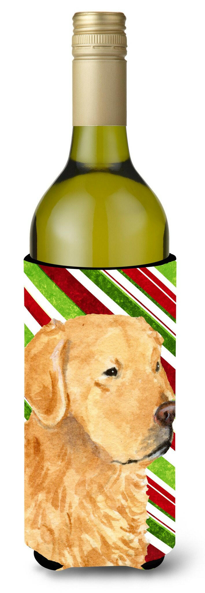 Golden Retriever Candy Cane Holiday Christmas Wine Bottle Beverage Insulator Beverage Insulator Hugger by Caroline&#39;s Treasures