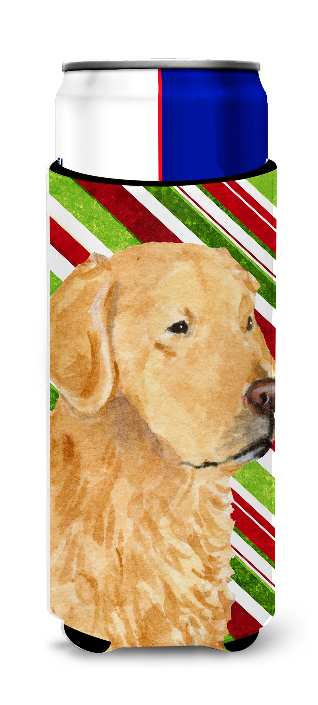 Golden Retriever Candy Cane Holiday Christmas Ultra Beverage Insulators for slim cans SS4545MUK.