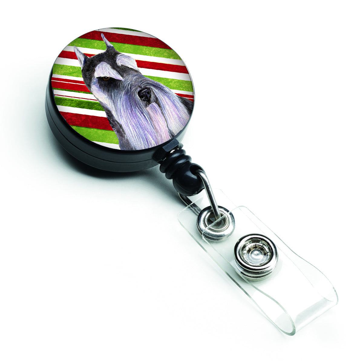 Schnauzer Candy Cane Holiday Christmas Retractable Badge Reel SS4546BR  the-store.com.
