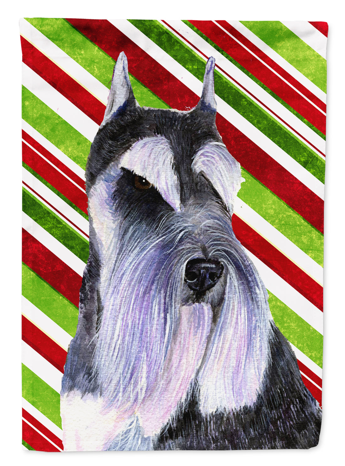 Schnauzer Candy Cane Holiday Christmas Flag Canvas House Size  the-store.com.
