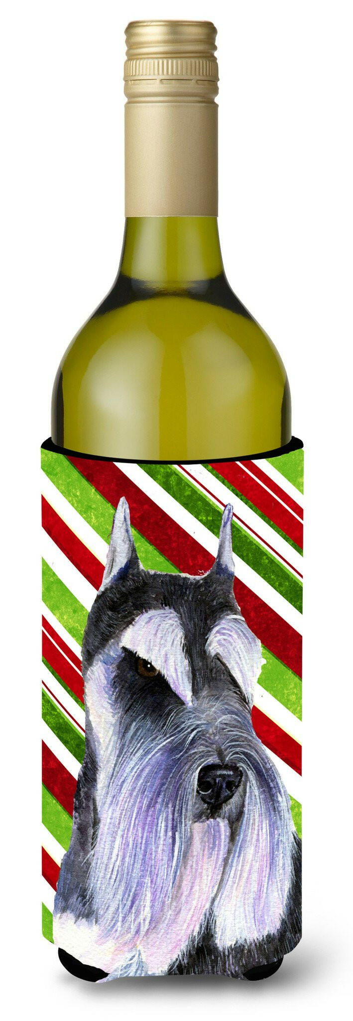 Schnauzer Candy Cane Holiday Christmas Wine Bottle Beverage Insulator Beverage Insulator Hugger SS4546LITERK by Caroline&#39;s Treasures