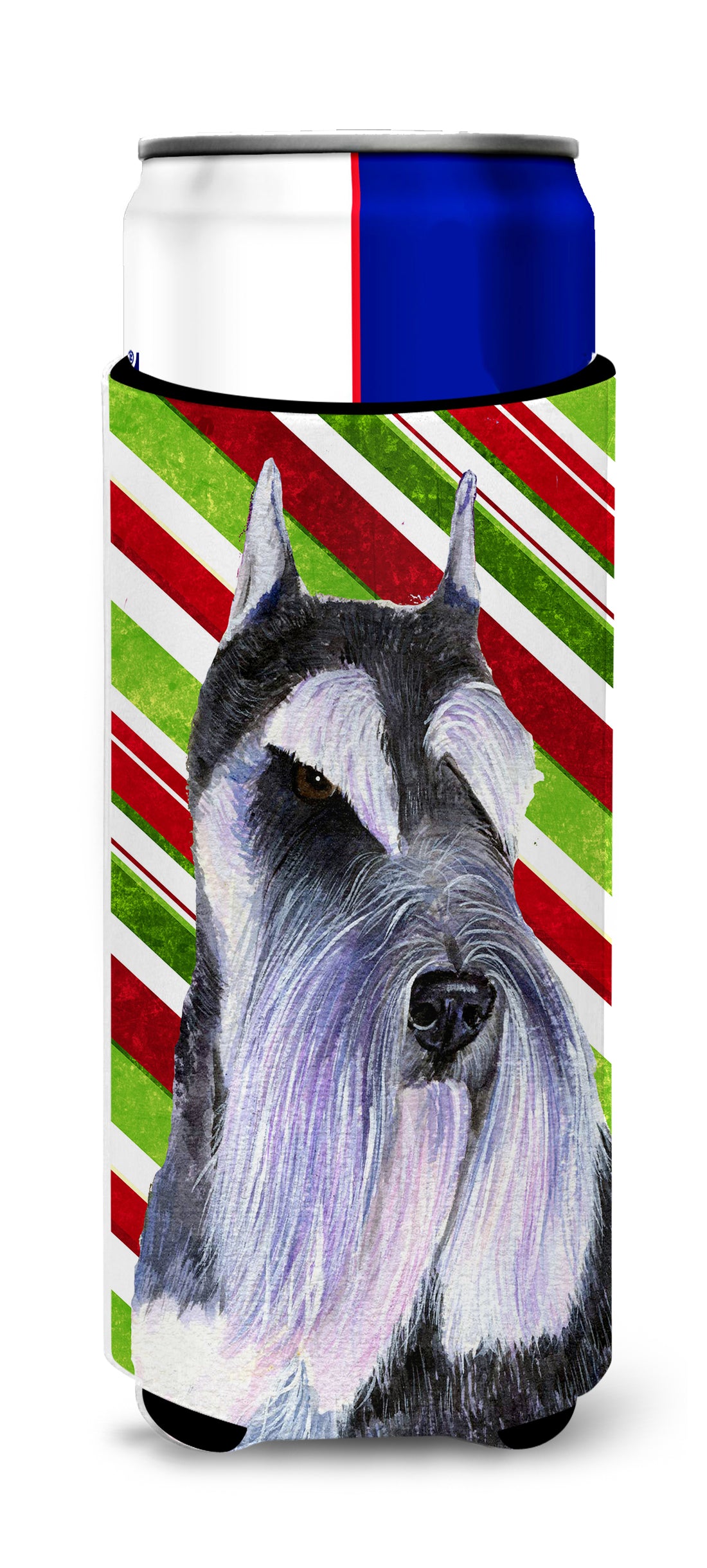 Schnauzer Candy Cane Holiday Christmas Ultra Beverage Insulators for slim cans SS4546MUK.