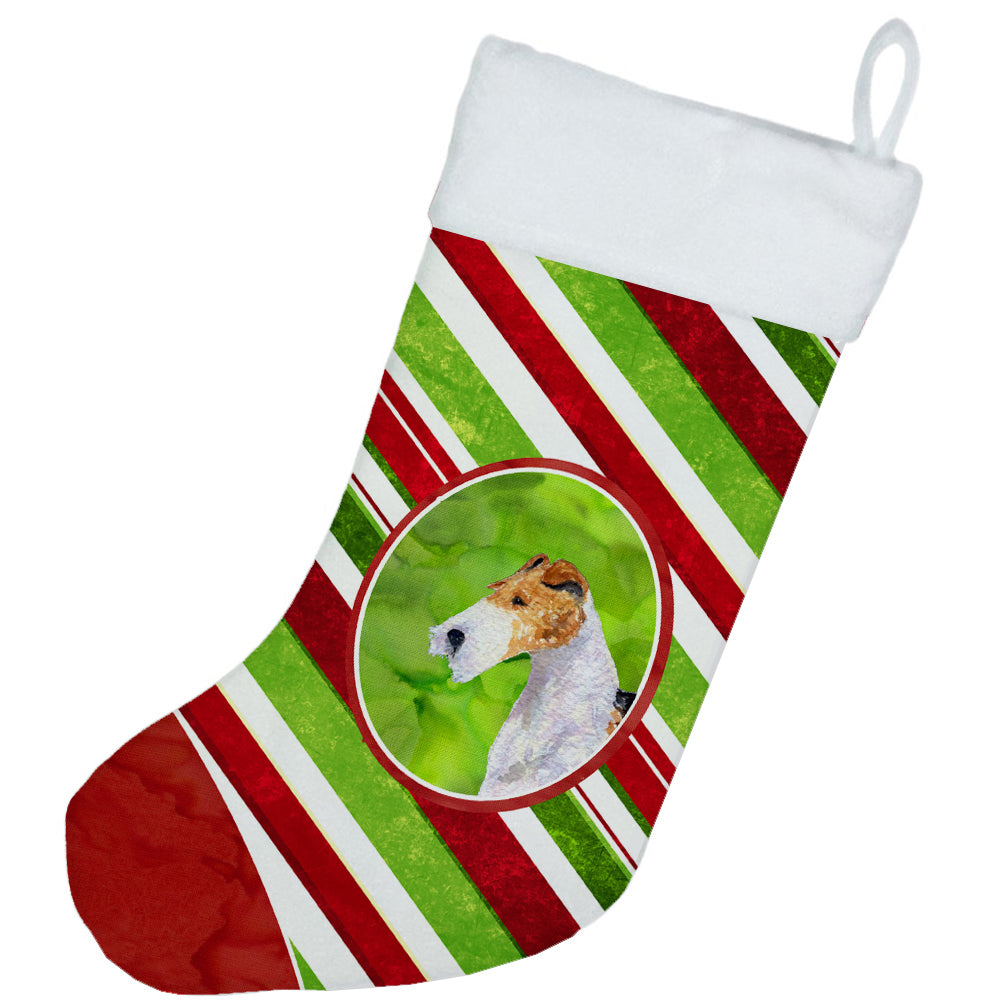 Fox Terrier Winter Snowflakes Christmas Stocking SS4547  the-store.com.