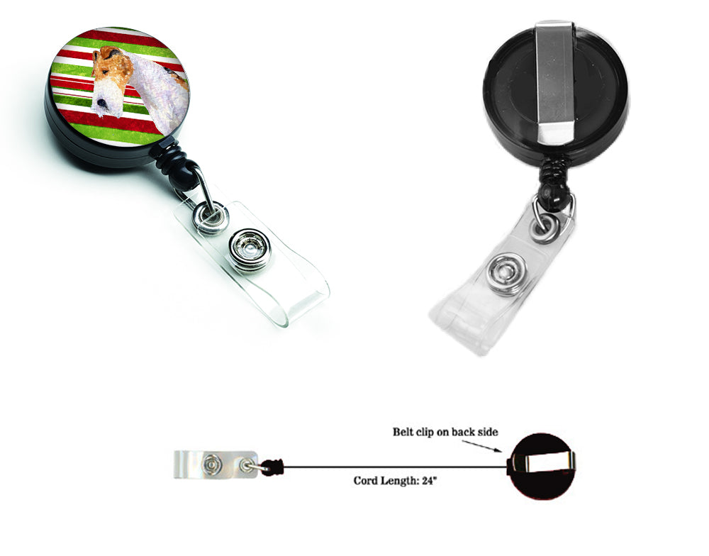 Fox Terrier Candy Cane Holiday Christmas Retractable Badge Reel SS4547BR  the-store.com.