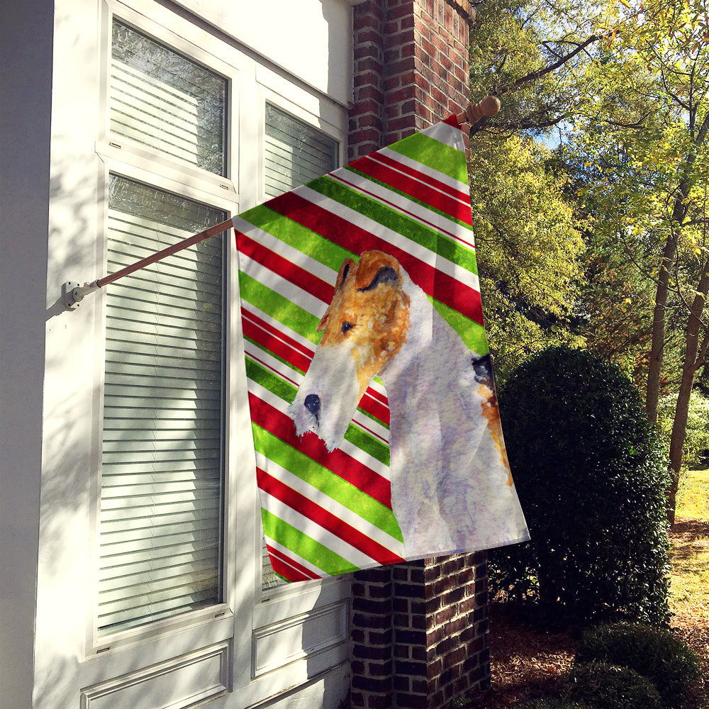 Fox Terrier Candy Cane Holiday Christmas Flag Canvas House Size