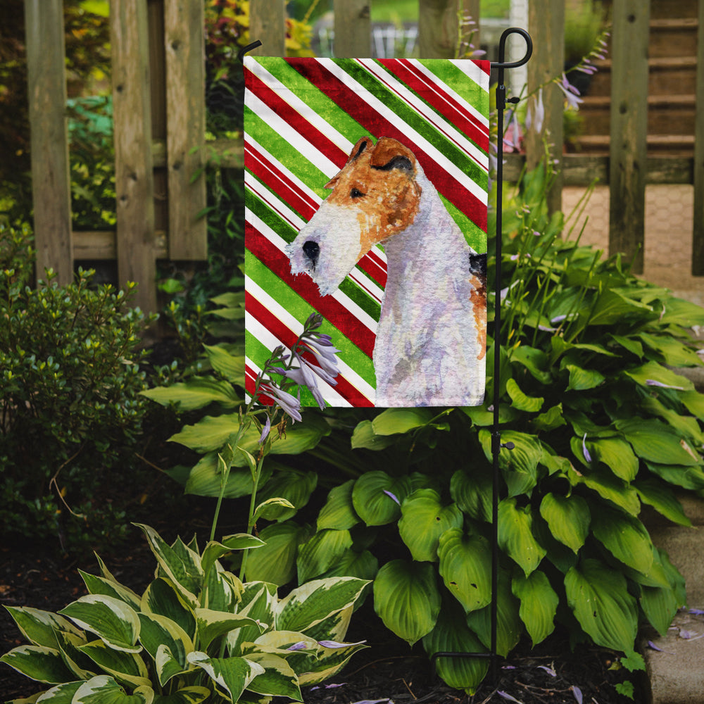 Fox Terrier Candy Cane Holiday Christmas Flag Garden Size.