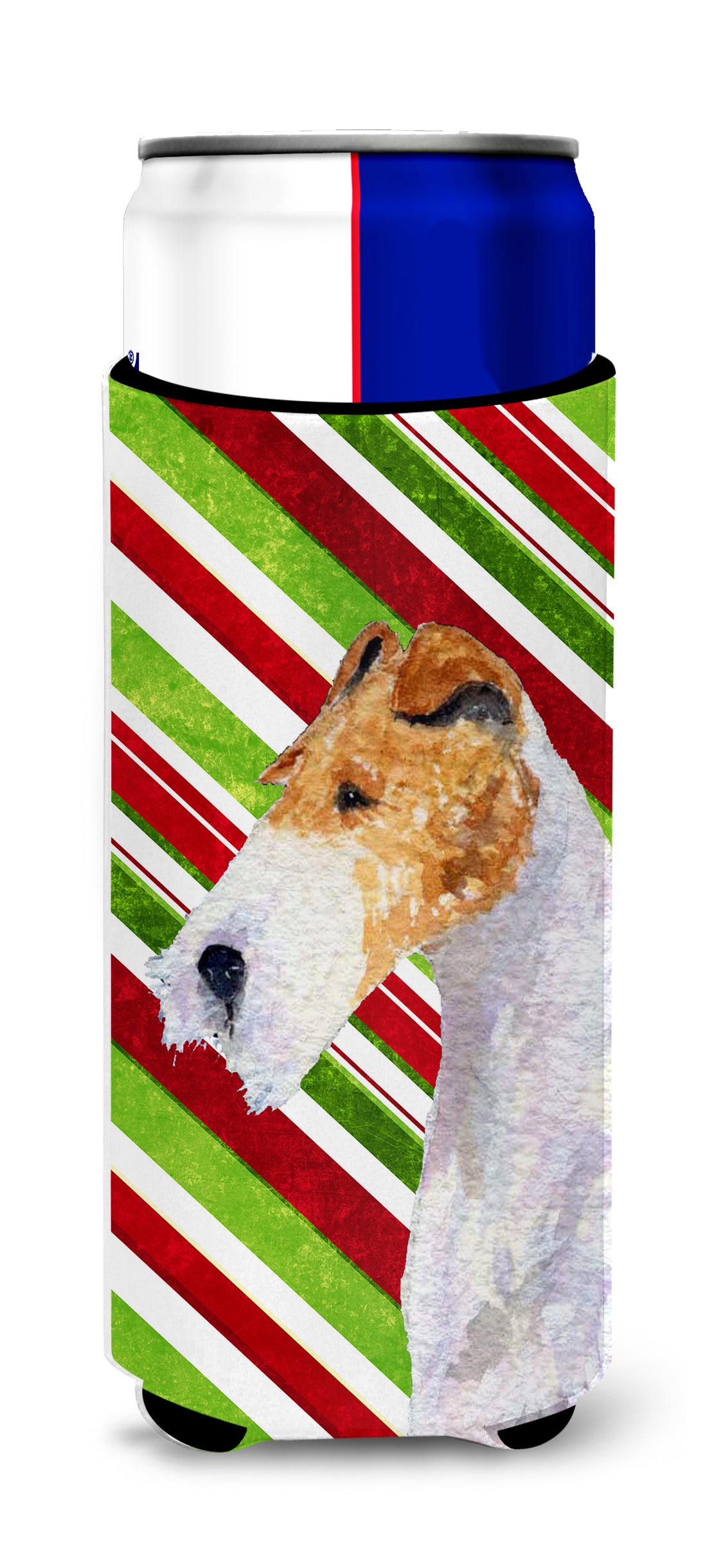 Fox Terrier Candy Cane Holiday Christmas Ultra Beverage Insulators for slim cans SS4547MUK