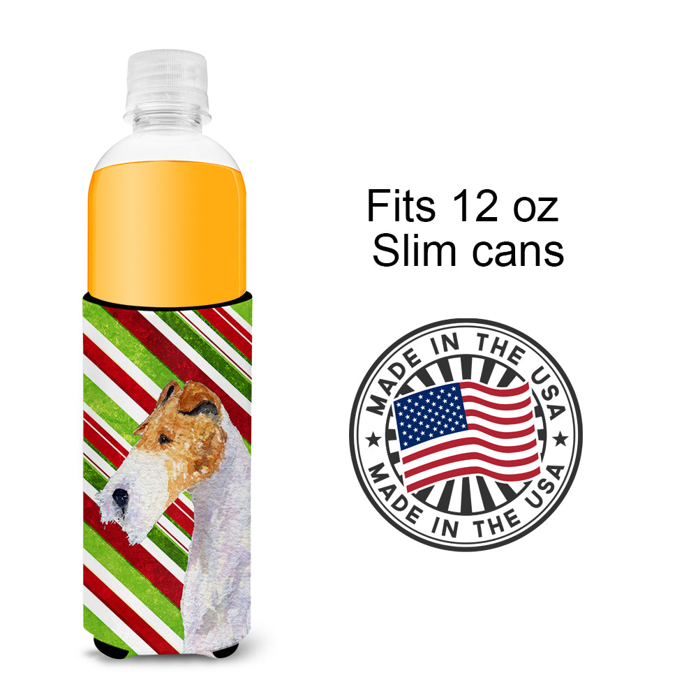 Fox Terrier Candy Cane Holiday Christmas Ultra Beverage Insulators for slim cans SS4547MUK.
