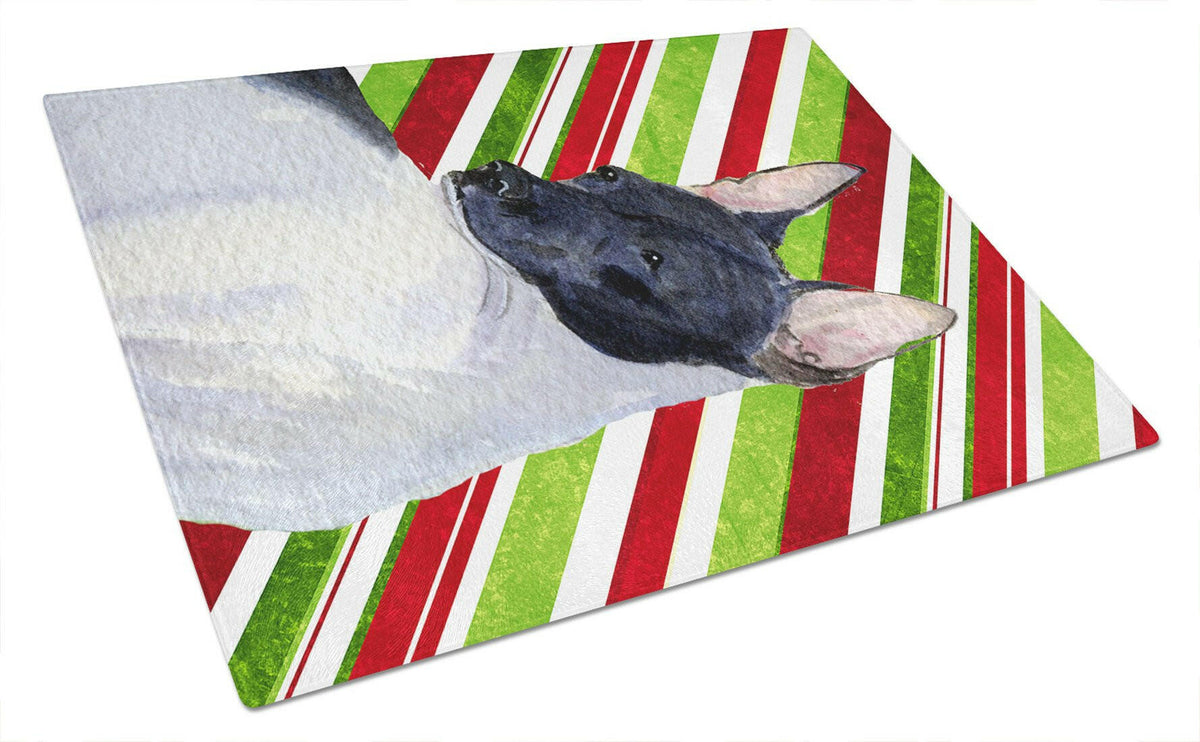 Rat Terrier Candy Cane Holiday Christmas Glass Cutting Board Large by Caroline&#39;s Treasures