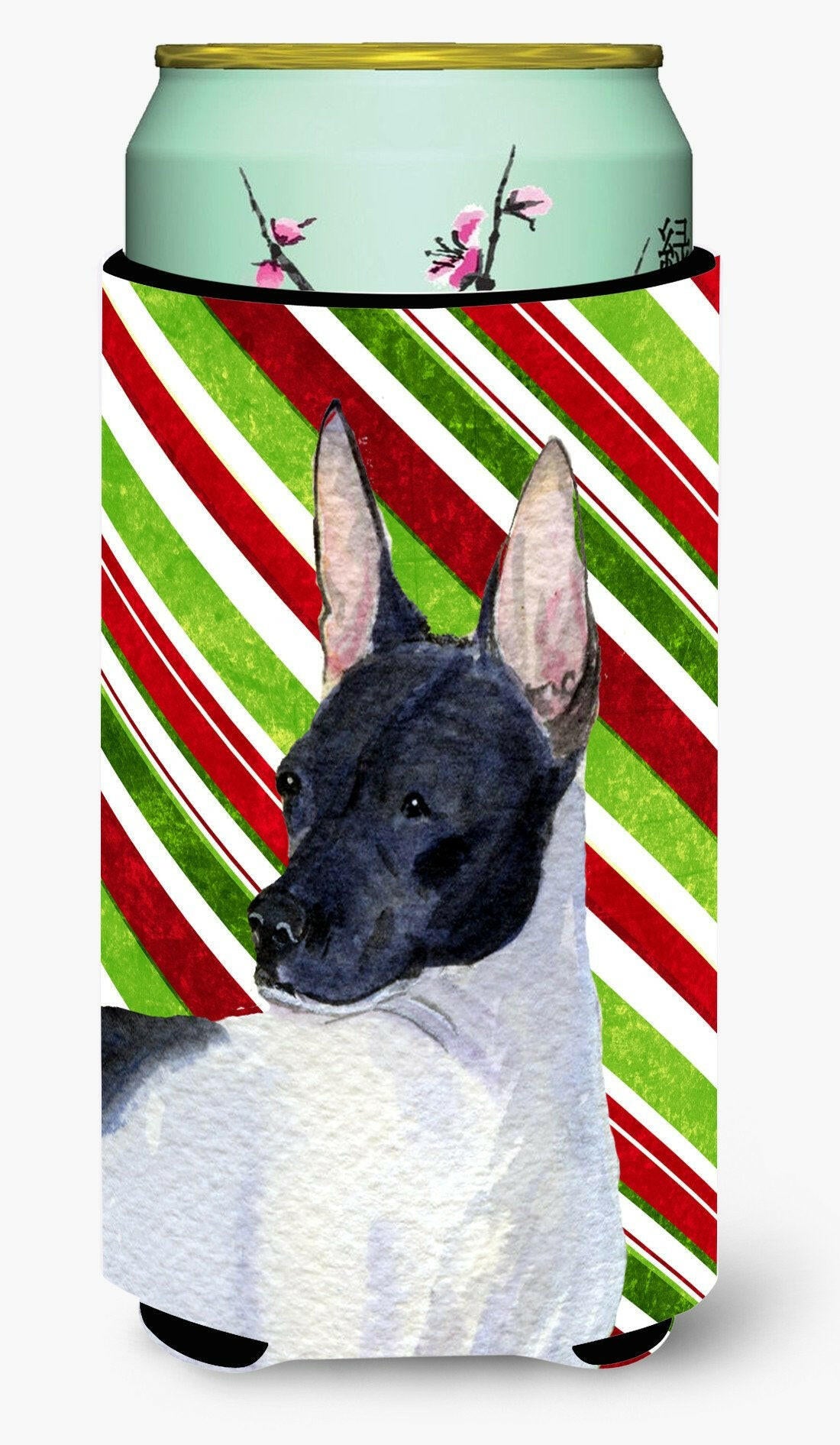 Rat Terrier Candy Cane Holiday Christmas  Tall Boy Beverage Insulator Beverage Insulator Hugger by Caroline's Treasures