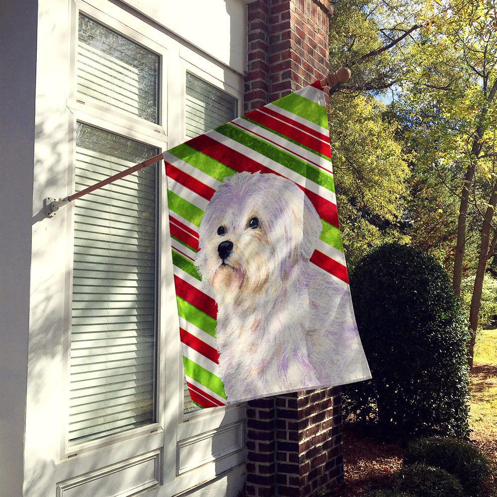 Maltese Candy Cane Holiday Christmas Flag Canvas House Size  the-store.com.