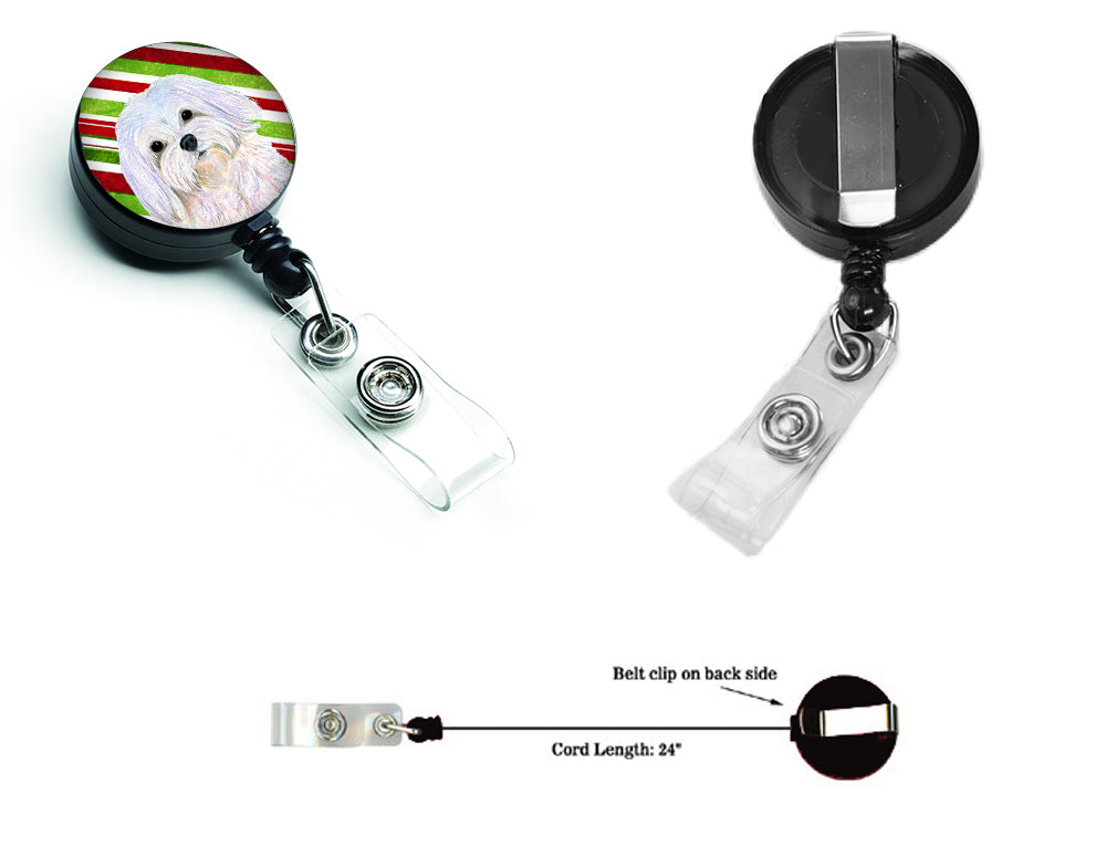 Maltese Candy Cane Holiday Christmas Retractable Badge Reel SS4551BR  the-store.com.