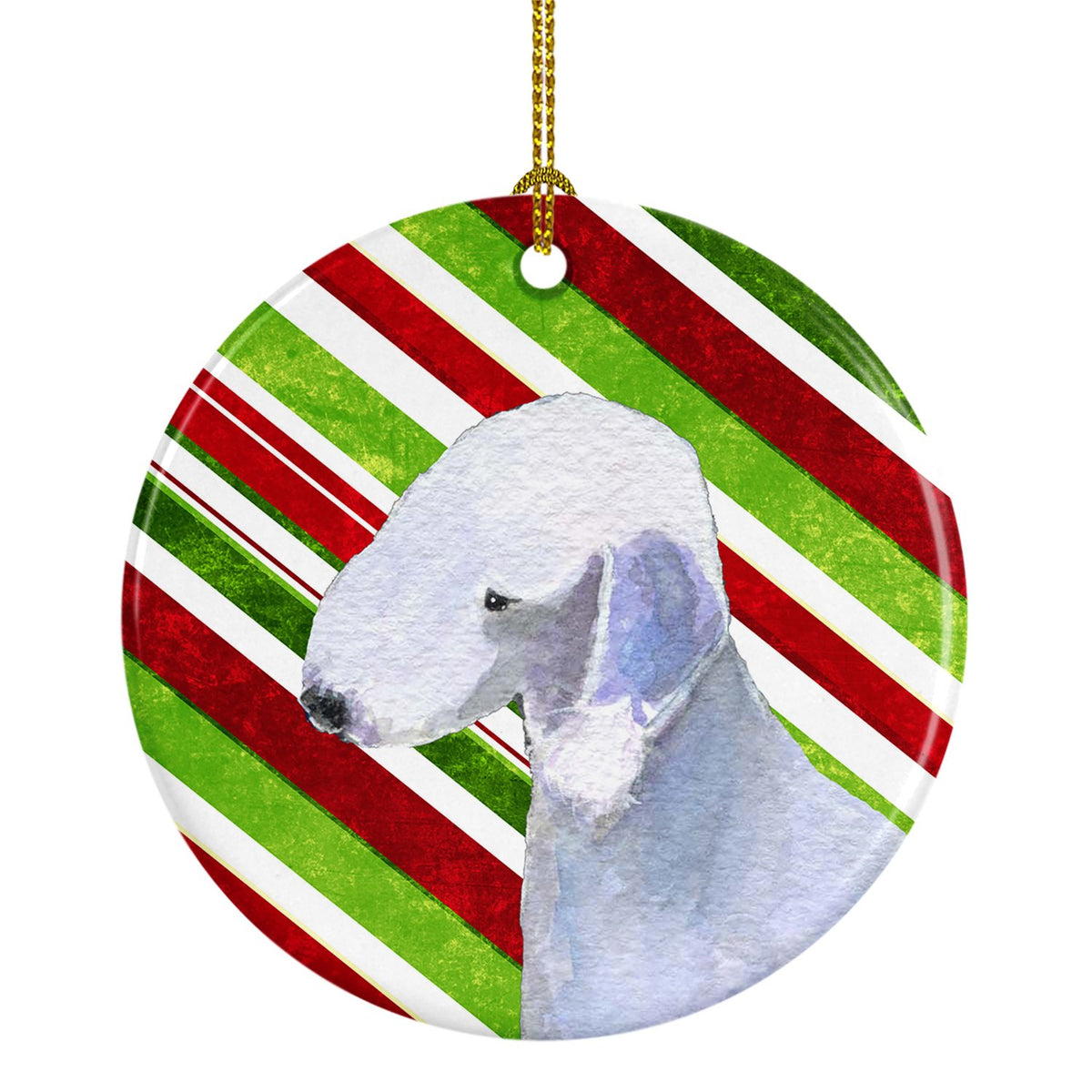 Bedlington Terrier Candy Cane Holiday Christmas Ceramic Ornament SS4552 by Caroline&#39;s Treasures