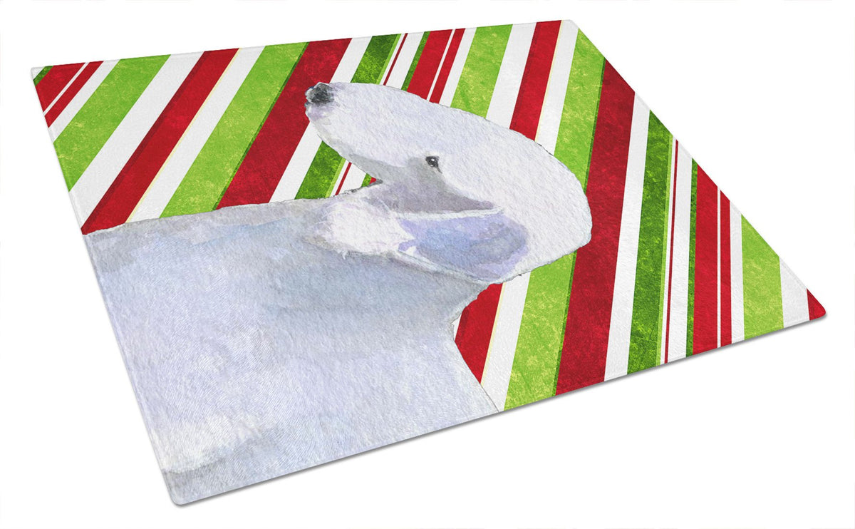 Bedlington Terrier Candy Cane Holiday Christmas Glass Cutting Board Large by Caroline&#39;s Treasures
