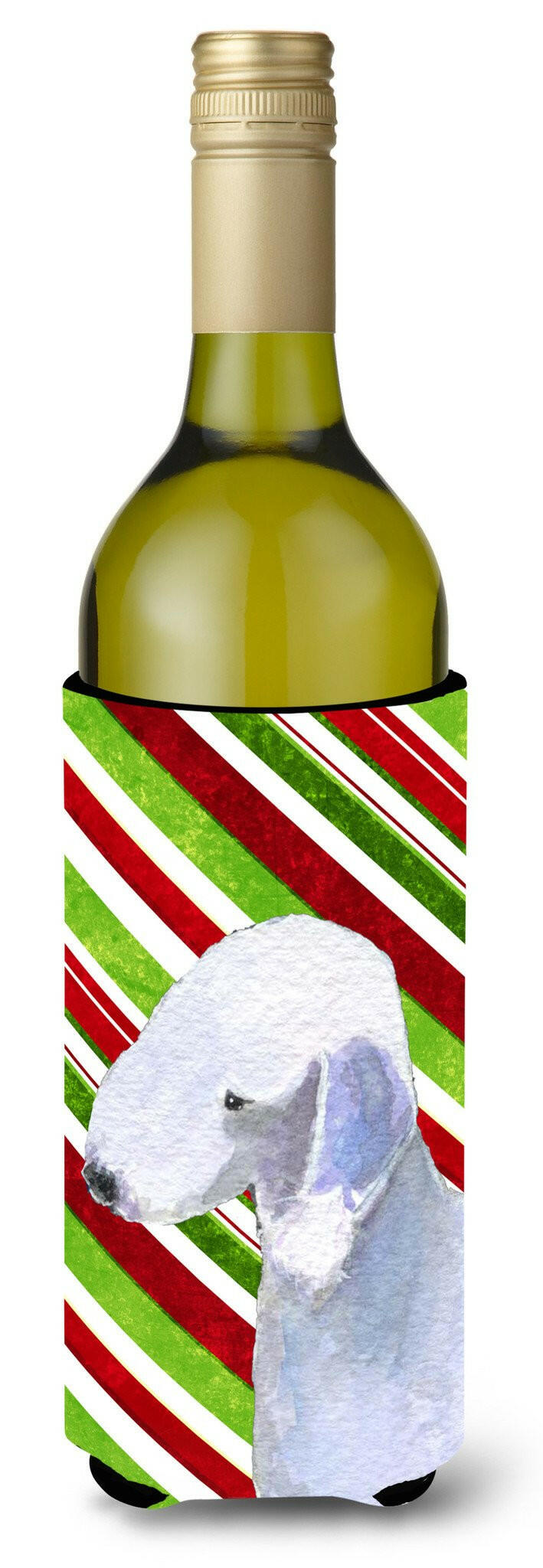 Bedlington Terrier Candy Cane Holiday Christmas Wine Bottle Beverage Insulator Beverage Insulator Hugger by Caroline&#39;s Treasures
