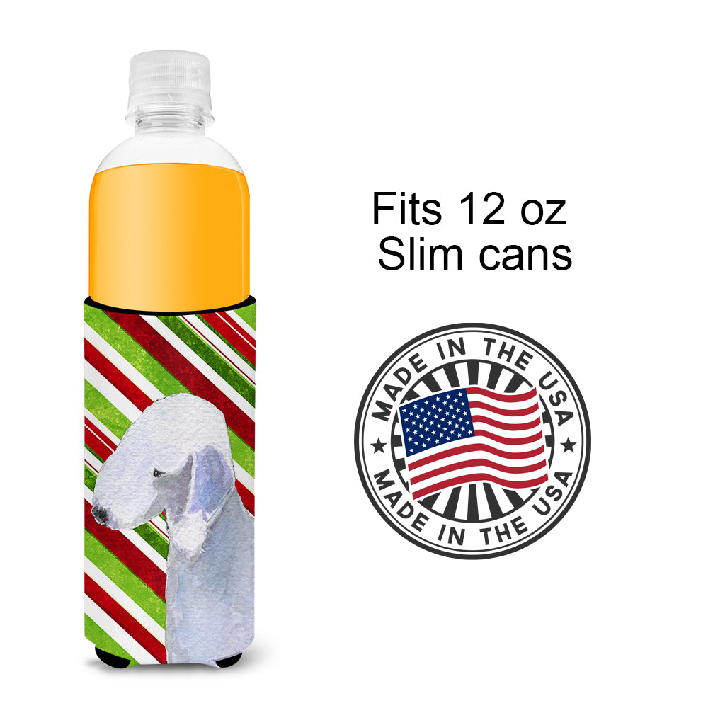 Bedlington Terrier Candy Cane Holiday Christmas Ultra Beverage Insulators for slim cans SS4552MUK