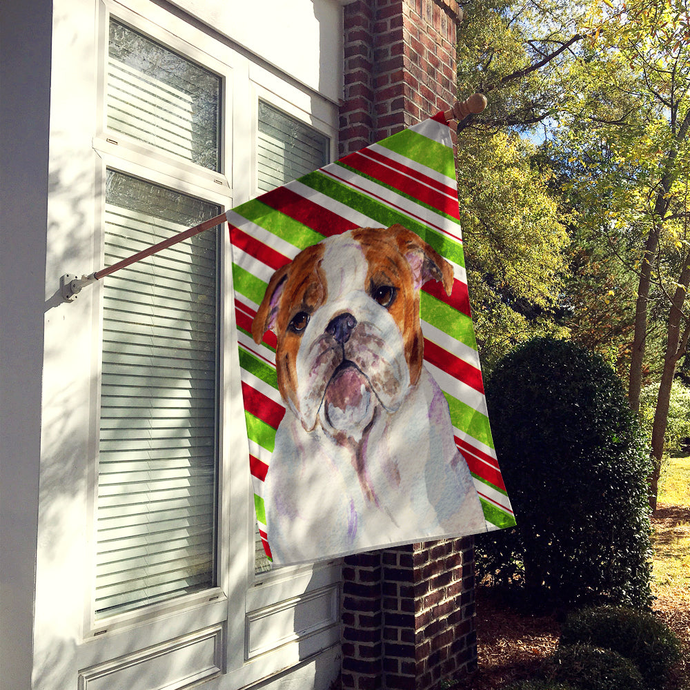 Bulldog English Candy Cane Holiday Christmas Flag Canvas House Size
