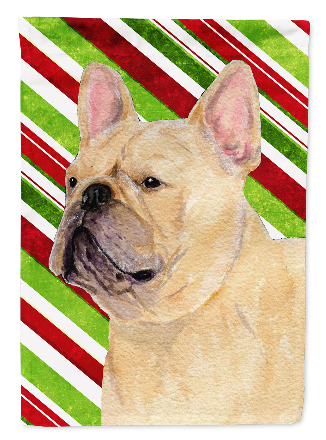 French Bulldog Candy Cane Holiday Christmas Flag Canvas House Size