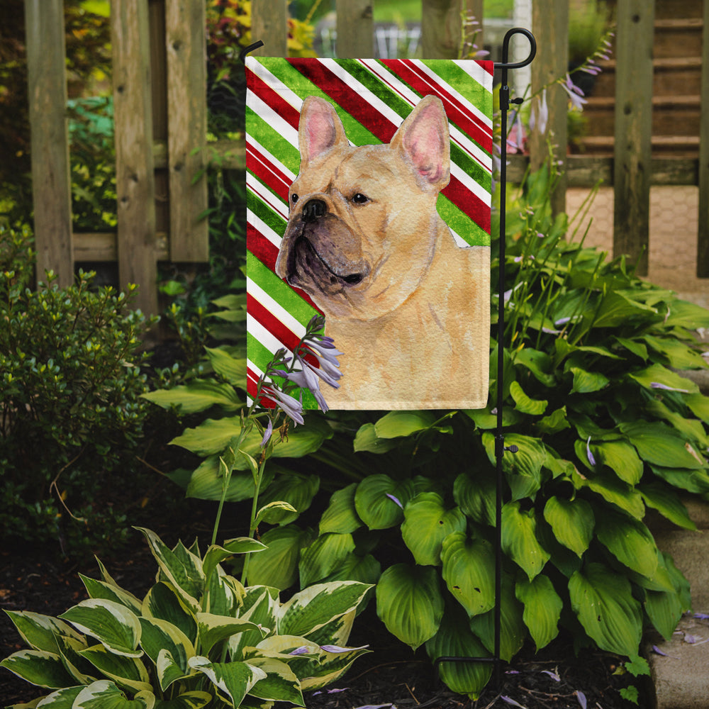 French Bulldog Candy Cane Holiday Christmas Flag Garden Size.