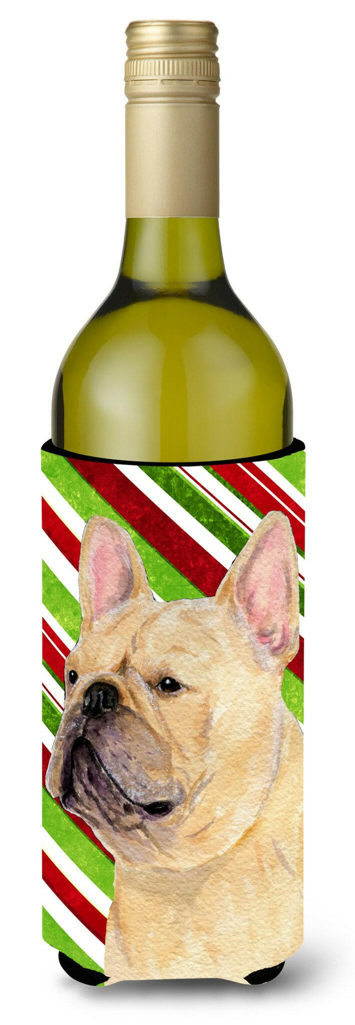 French Bulldog Candy Cane Holiday Christmas Wine Bottle Beverage Insulator Beverage Insulator Hugger by Caroline&#39;s Treasures