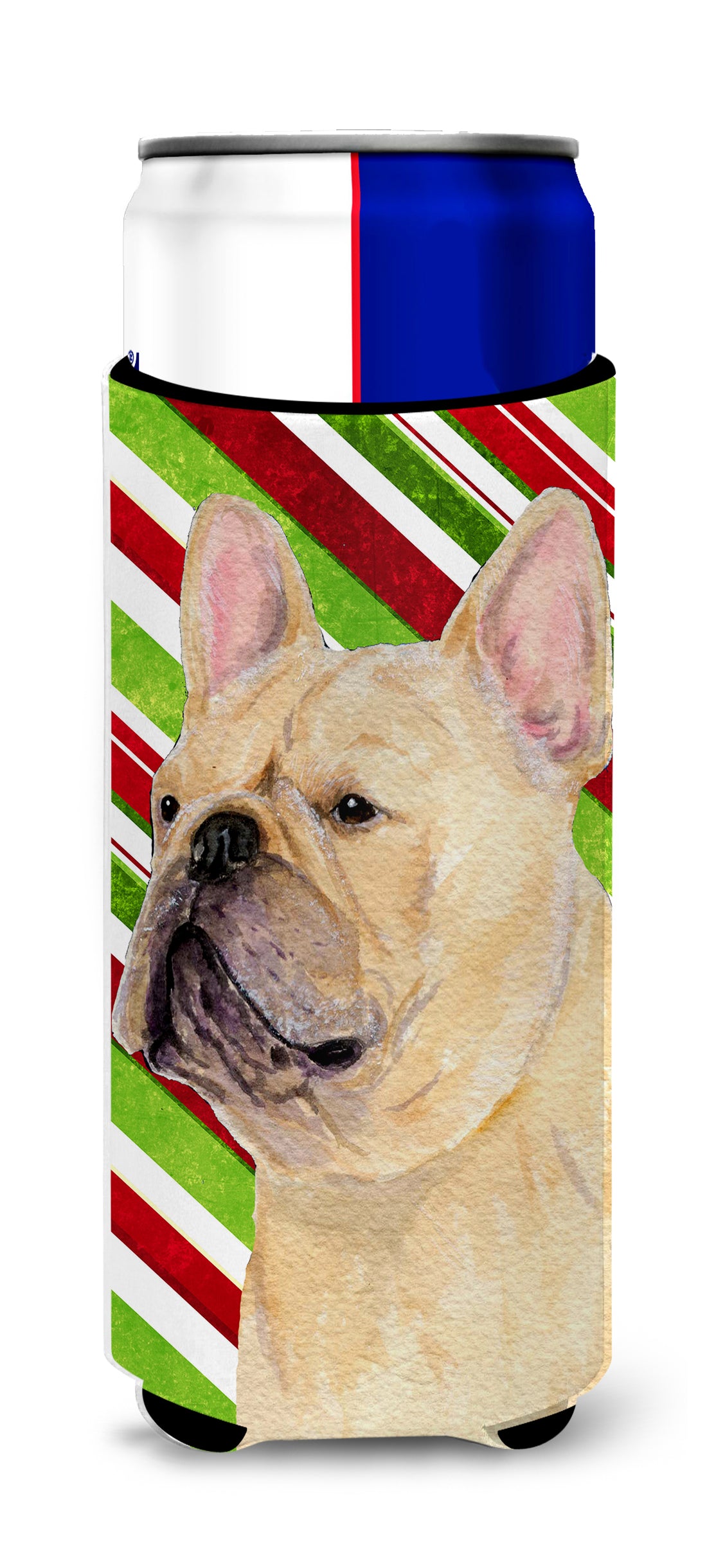 French Bulldog Candy Cane Holiday Christmas Ultra Beverage Insulators for slim cans SS4554MUK