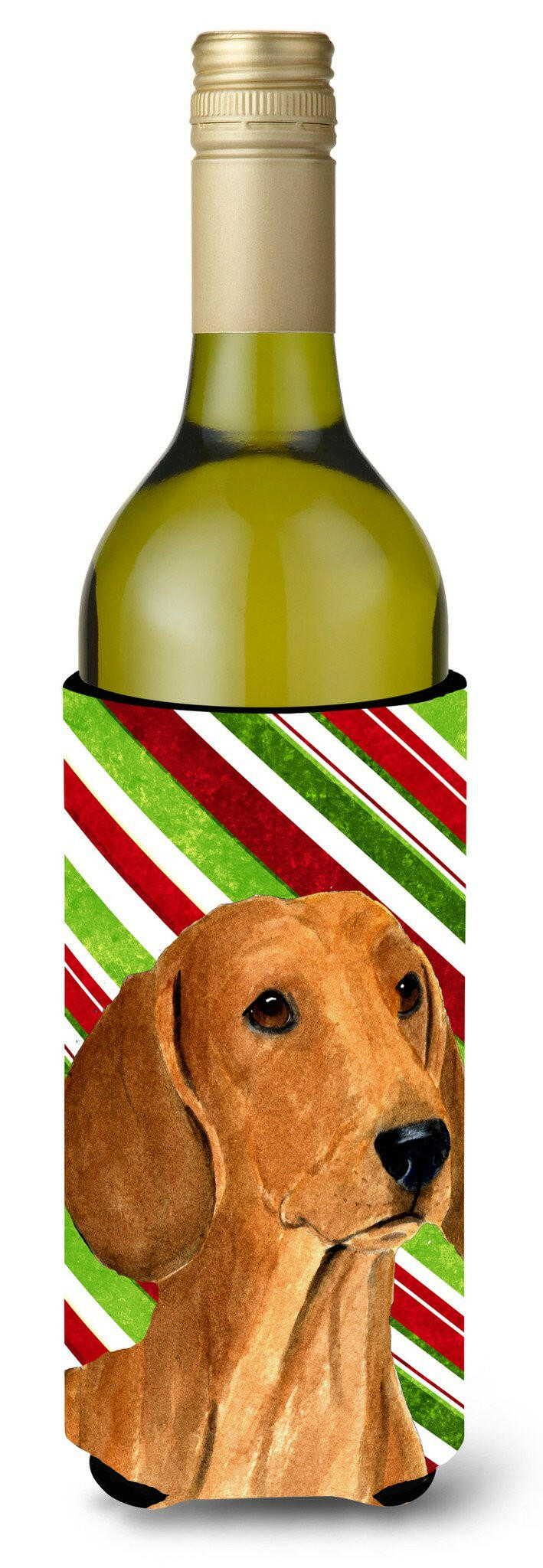 Dachshund Candy Cane Holiday Christmas Wine Bottle Beverage Insulator Beverage Insulator Hugger SS4556LITERK by Caroline&#39;s Treasures