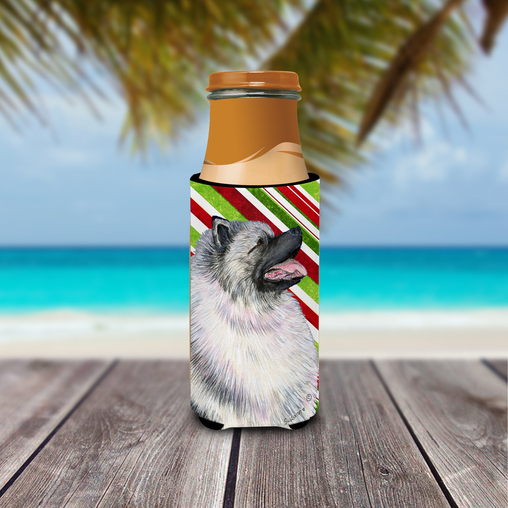 Keeshond Candy Cane Holiday Christmas Ultra Beverage Isolateurs pour canettes minces SS4557MUK