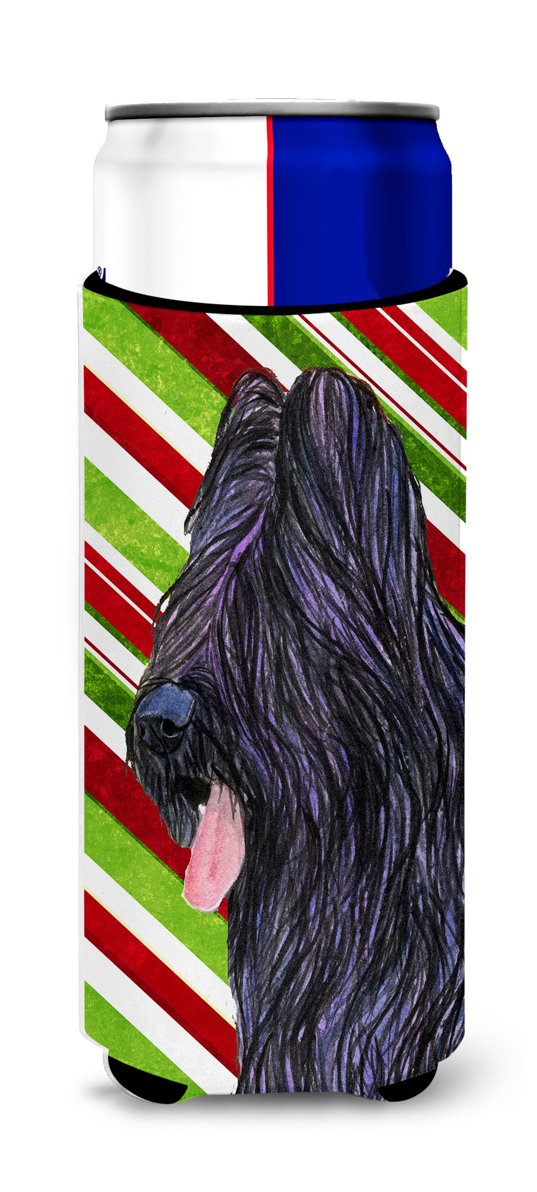 Briard Candy Cane Holiday Christmas Ultra Beverage Isolateurs pour canettes minces SS4558MUK