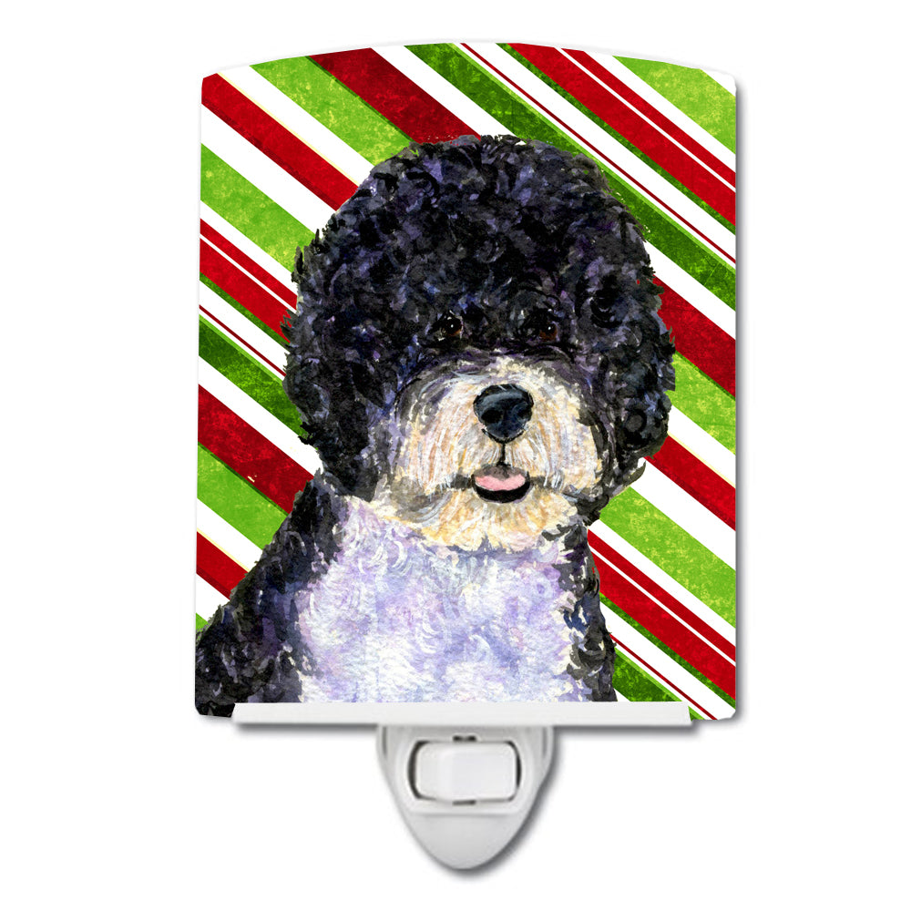 Portuguese Water Dog Candy Cane Holiday Christmas Ceramic Night Light SS4559CNL - the-store.com
