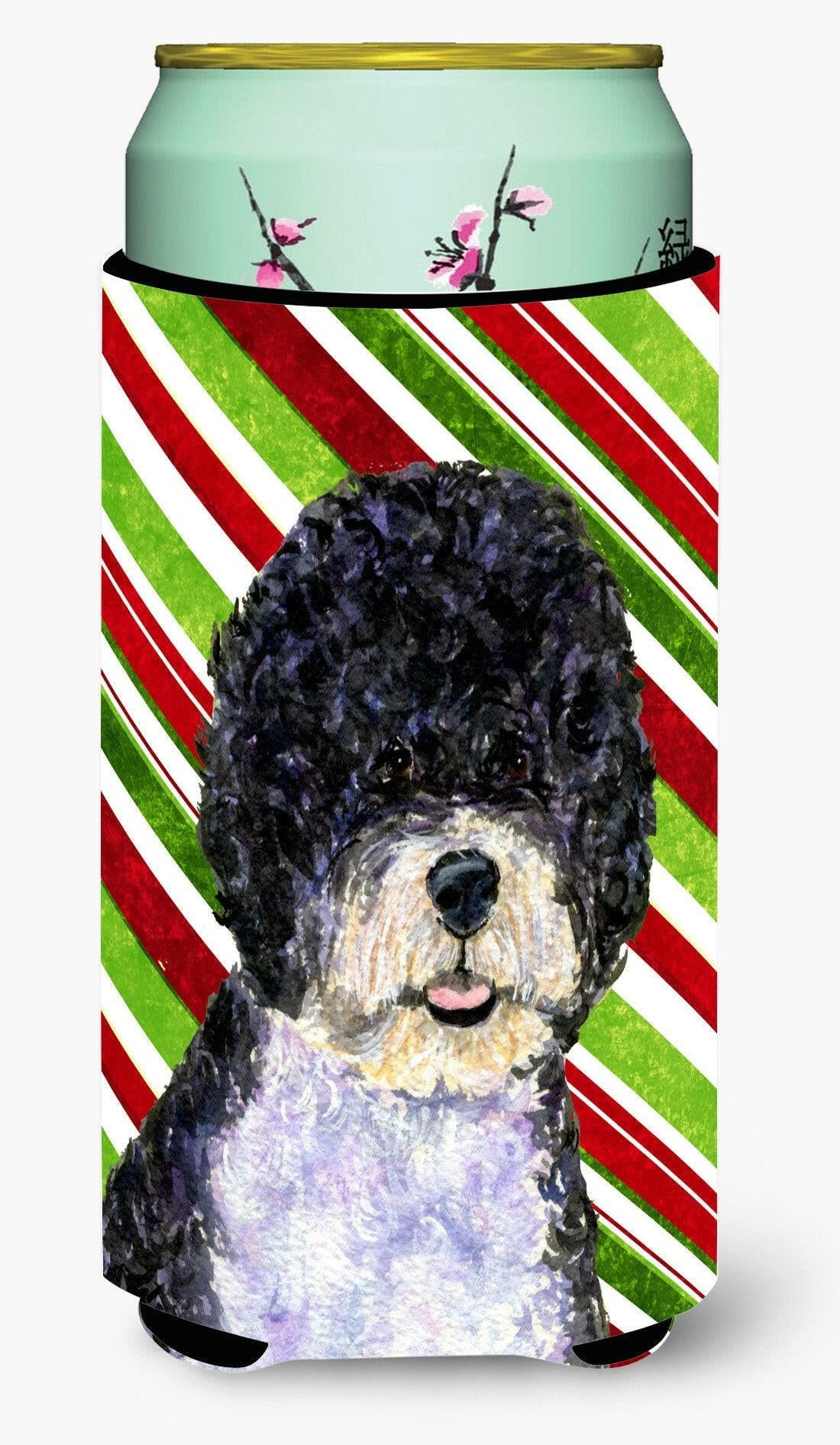 Portuguese Water Dog Candy Cane Holiday Christmas  Tall Boy Beverage Insulator Beverage Insulator Hugger by Caroline&#39;s Treasures
