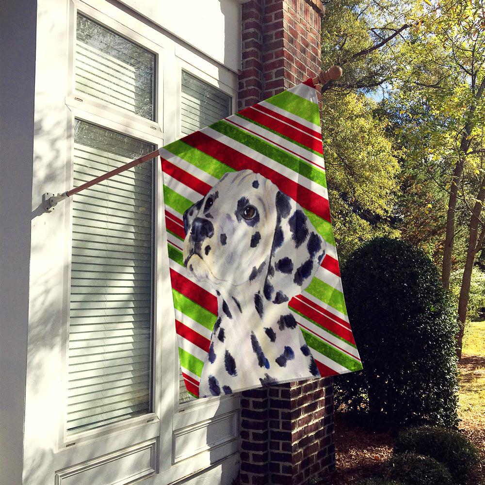 Dalmatian Candy Cane Holiday Christmas Flag Canvas House Size  the-store.com.