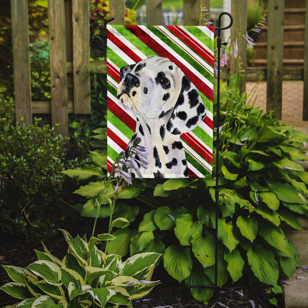Dalmatian Candy Cane Holiday Christmas Flag Garden Size.