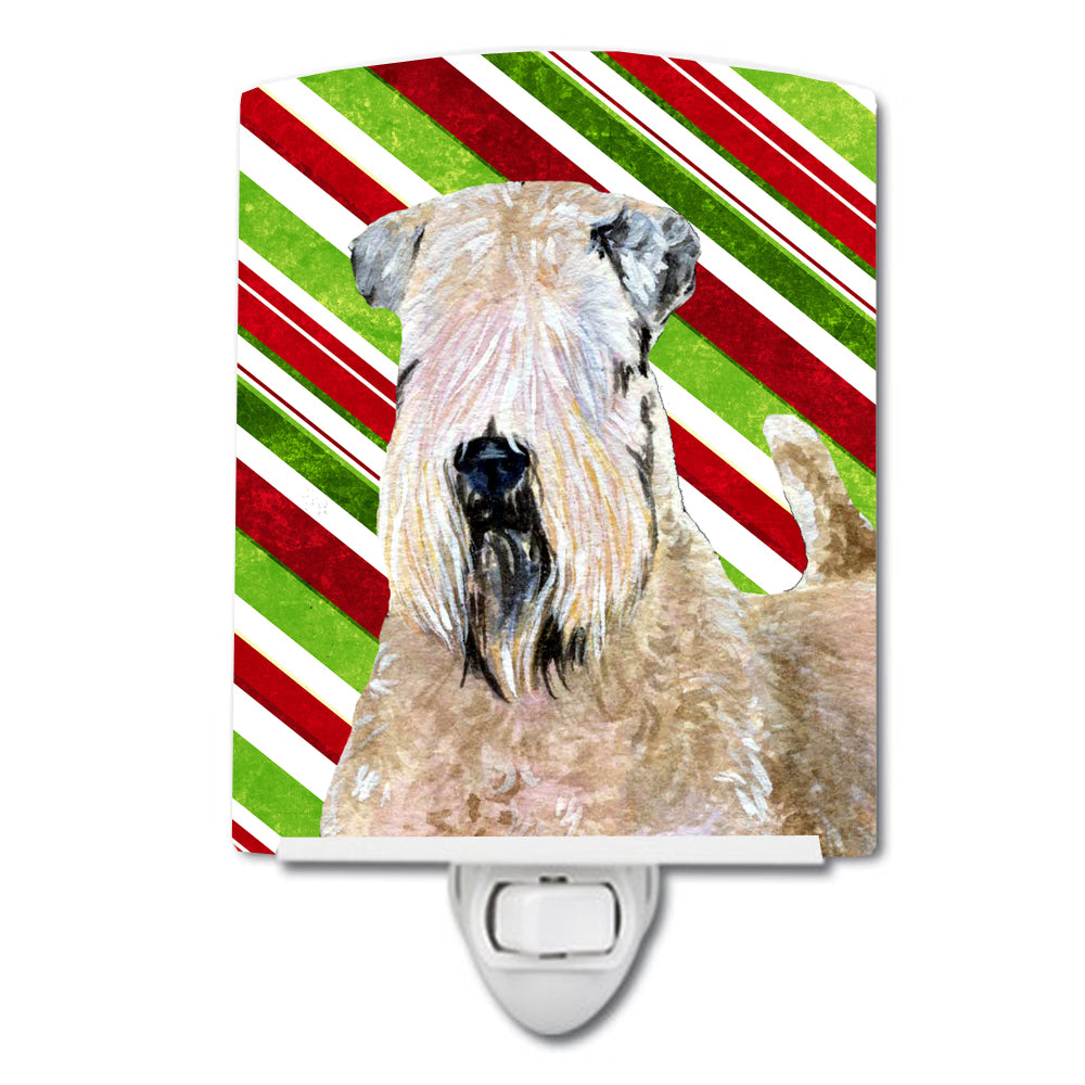 Wheaten Terrier Soft Coated Candy Cane Holiday Christmas Ceramic Night Light SS4562CNL - the-store.com