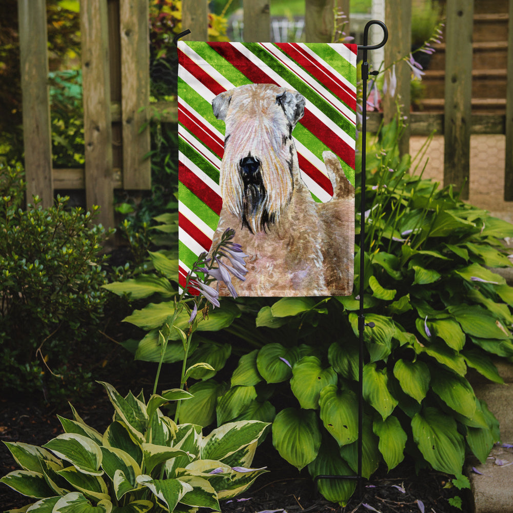 Wheaten Terrier Soft Coated Candy Cane Holiday Christmas Flag Garden Size