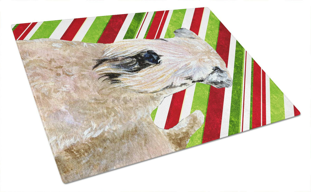 Wheaten Terrier Soft Coated Candy Cane  Christmas Glass Cutting Board Large by Caroline&#39;s Treasures