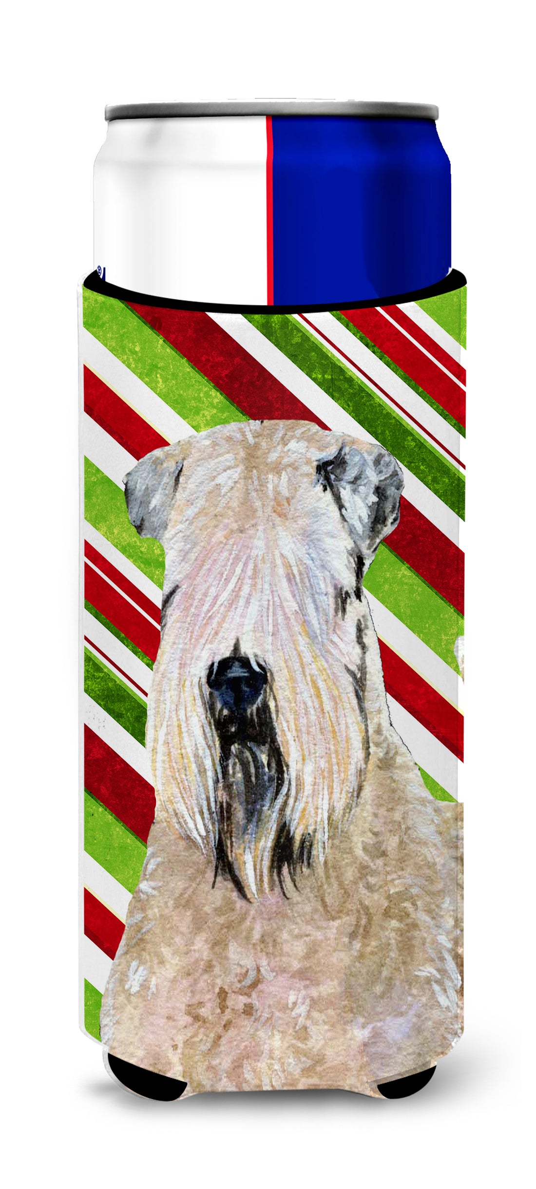 Wheaten Terrier Soft Coated Candy Cane Holiday Christmas Ultra Beverage Insulators for slim cans SS4562MUK